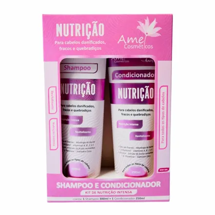 Kit 1 Shampoo 300ml + 1 Condicionador 250ml Nutrição Intensa - Amei Cosméticos